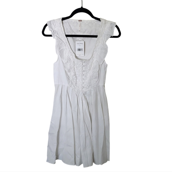 NWT Free People Half Moon Minidress White Lace Button‑Front Size XS - Picture 2 of 7